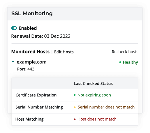 SSL instance management screenshot