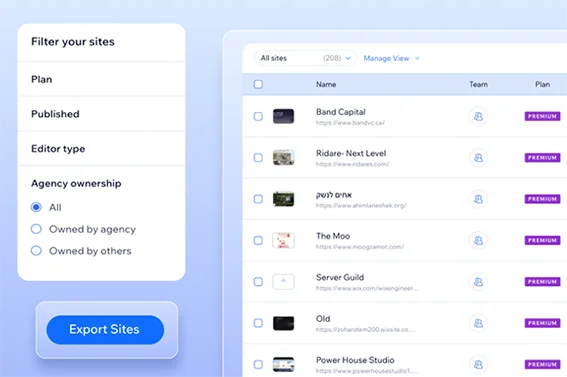 Filter websites in account UI
